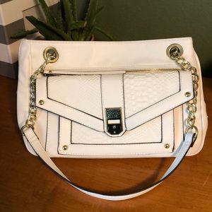 Nicole white faux leather purse